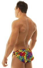 Swimsuit Cover Up Split Running Shorts in Tan Through Technicolor, Rear View